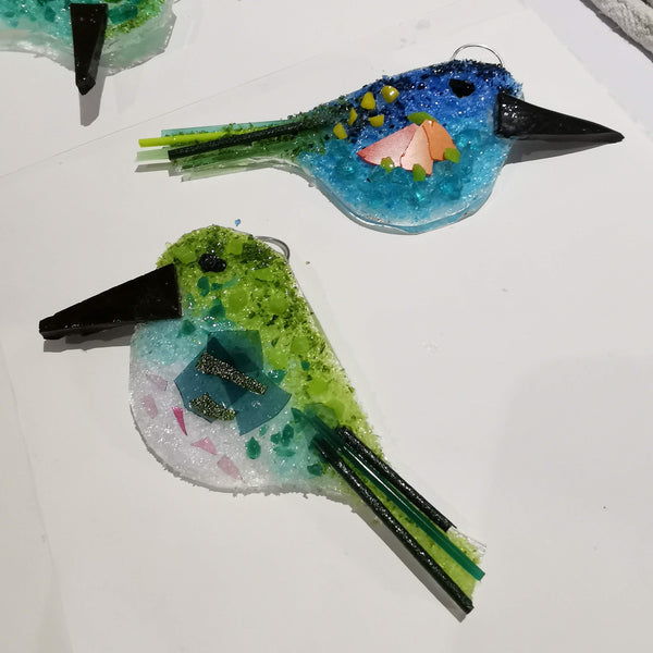 Glass Fusion Workshop - Tropical Birds or Mini Christmas Wreath Decorations