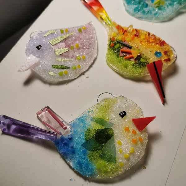 Glass Fusion Workshop - Tropical Birds or Mini Christmas Wreath Decorations