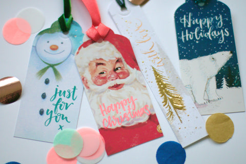 Upcycled Christmas Gift Tag Class with Lemon Yellow Lettering