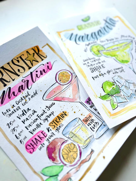 Cocktail Recipe Card Workshop with Lemon Yellow Lettering 29/10/26 6.30pm